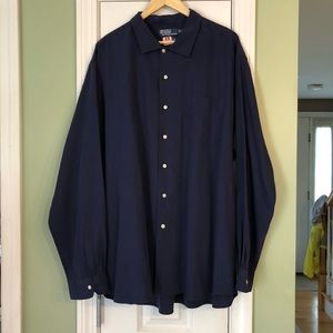 Polo Ralph Lauren Navy Button Down Silk Shirt